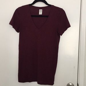 Burgundy V-Neck T-Shirt